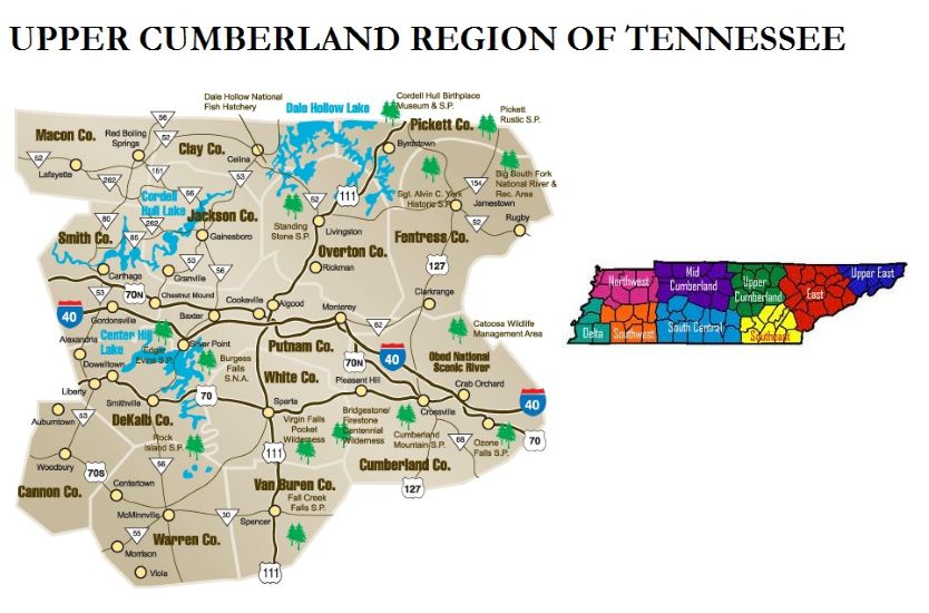 Map of the Upper Cumberland Service Area